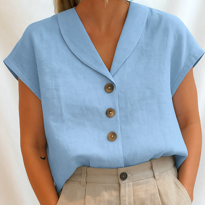 Women's Modern Minimalist Button Blouse - Effortless Office to