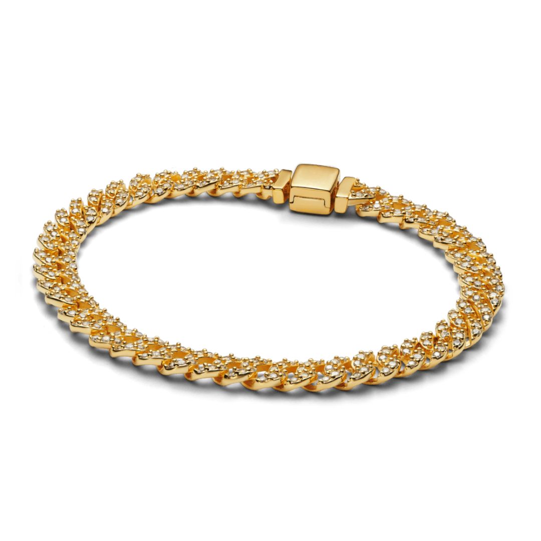 Women's Pave Cuban Link Bracelet - Elegant Sparkle for Any Occasion