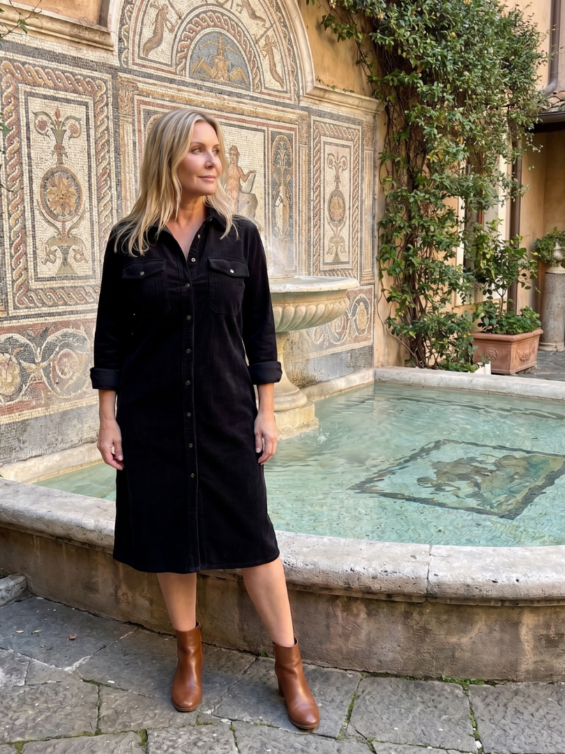 Women's Pema Midi Dress - Long Sleeve with Patch Pockets