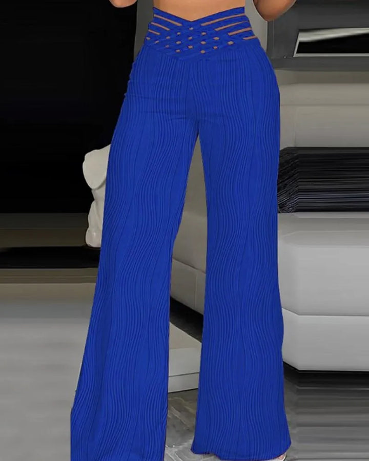 Women's Emma High Waist Crisscross Trousers - Effortless Style