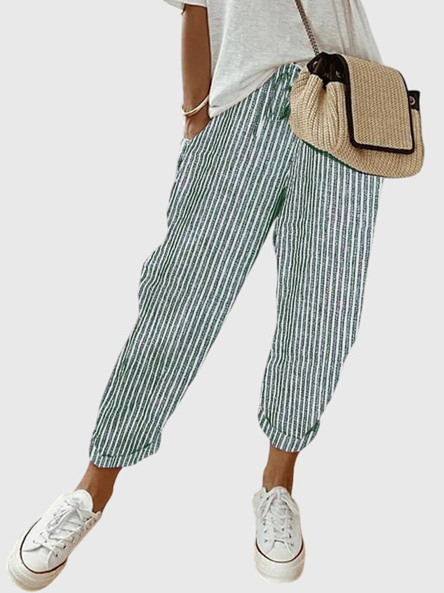 Women's High Waist Elastic Waist Pants - Everyday Comfort & Style