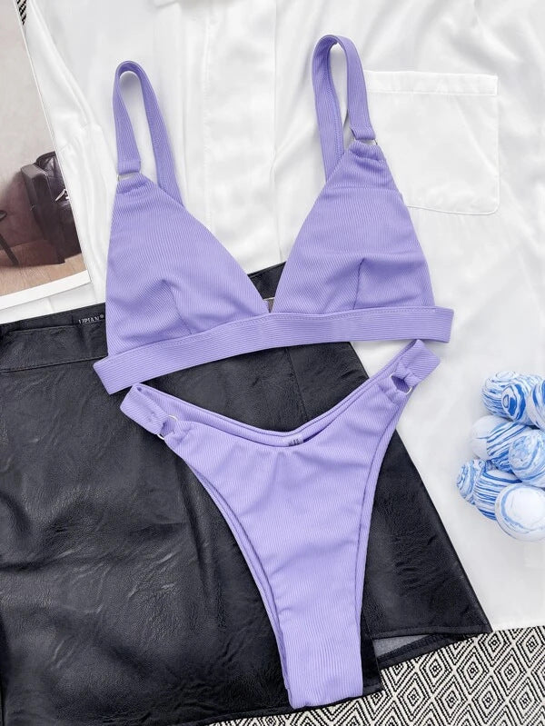 Women's Delta Wing Triangle Bikini with Cups - Poolside Chic