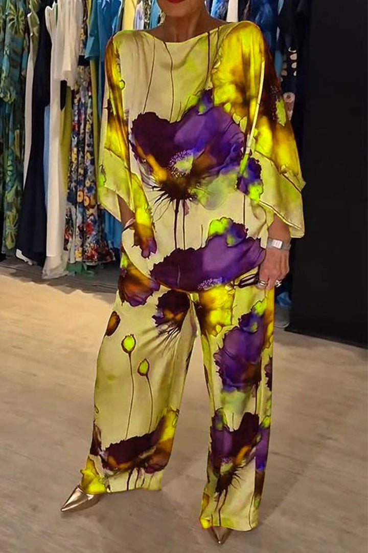 Women's Floral Printed Two-Piece Set - Effortless Elegance