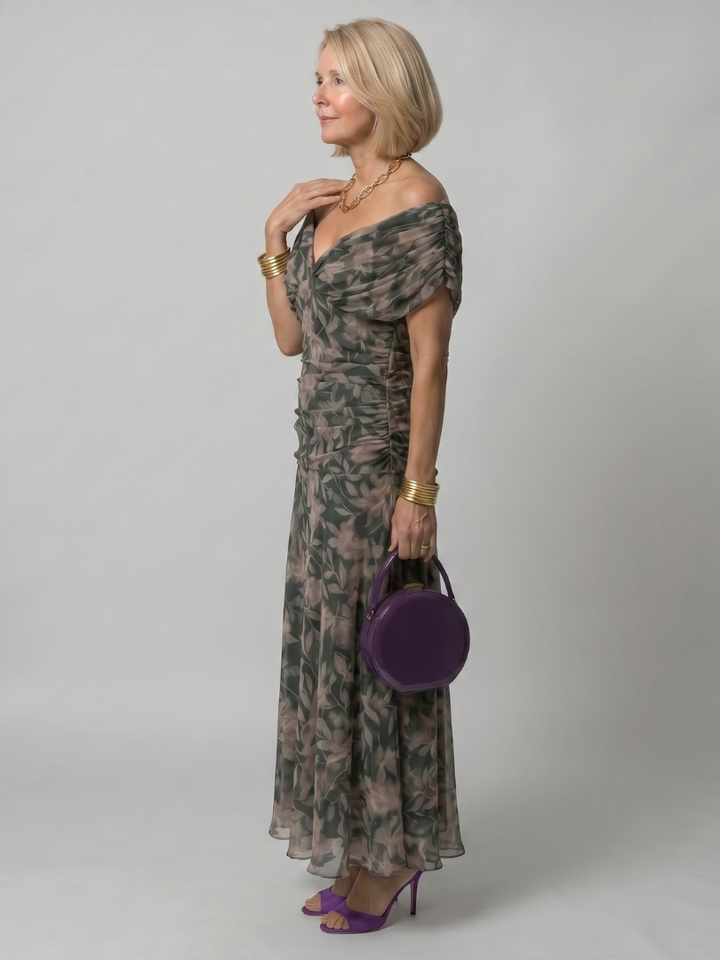 Women's Off-Shoulder Flow Midi Dress – Lightweight & Breezy