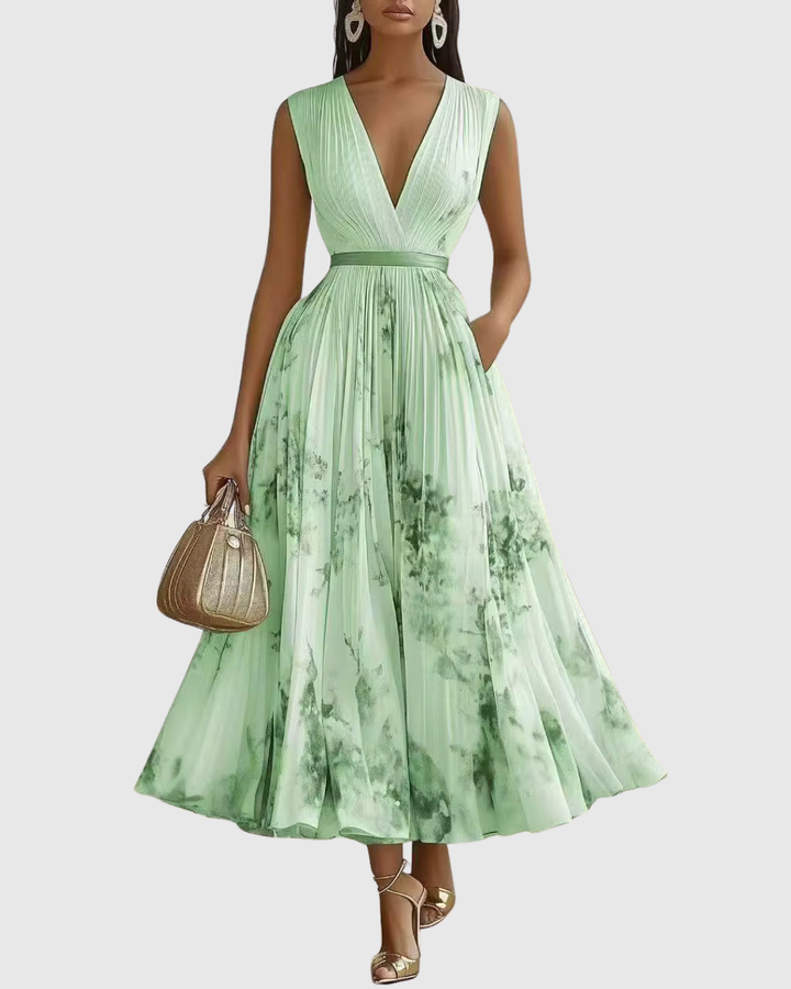 Women's Elegant Pleated Maxi Dress - Graceful & Feminine