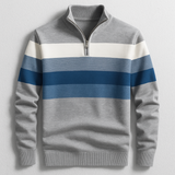 Men's Cotton Quarter-Zip Sweater – Striped Knit Jumper