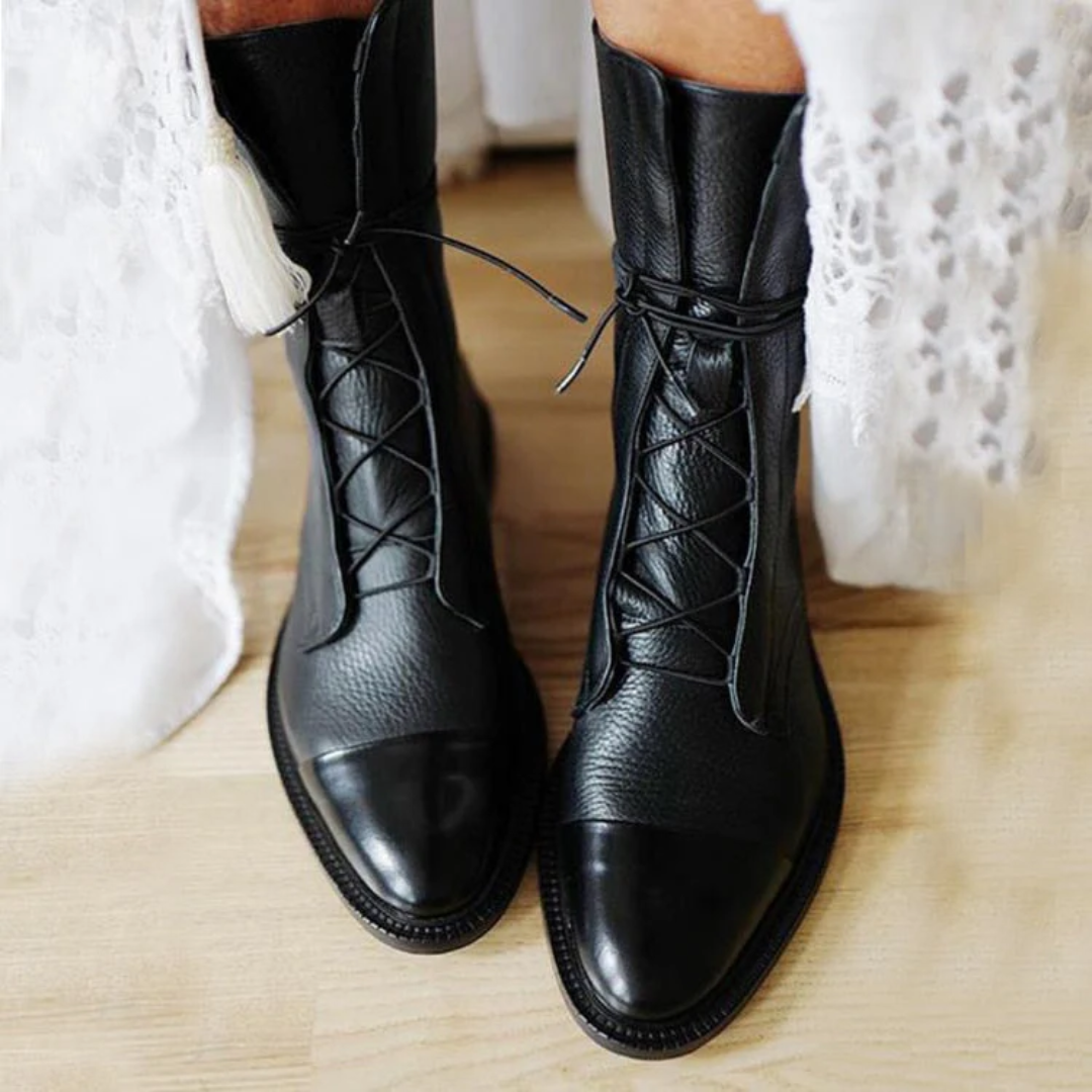 Women's Classic Lace-Up Vegan Leather Boots - Everyday Elegance