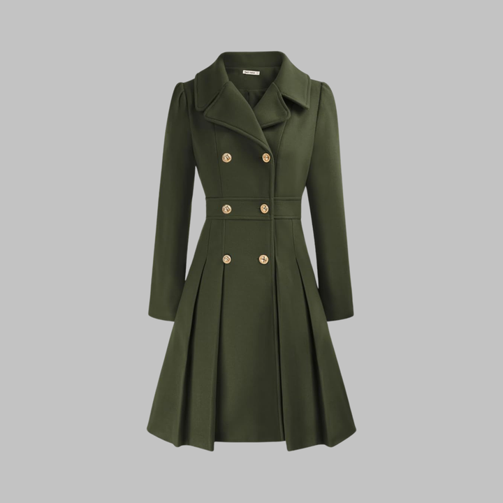 Women's Double Button Long Sleeve Coat - Elegant & Timeless