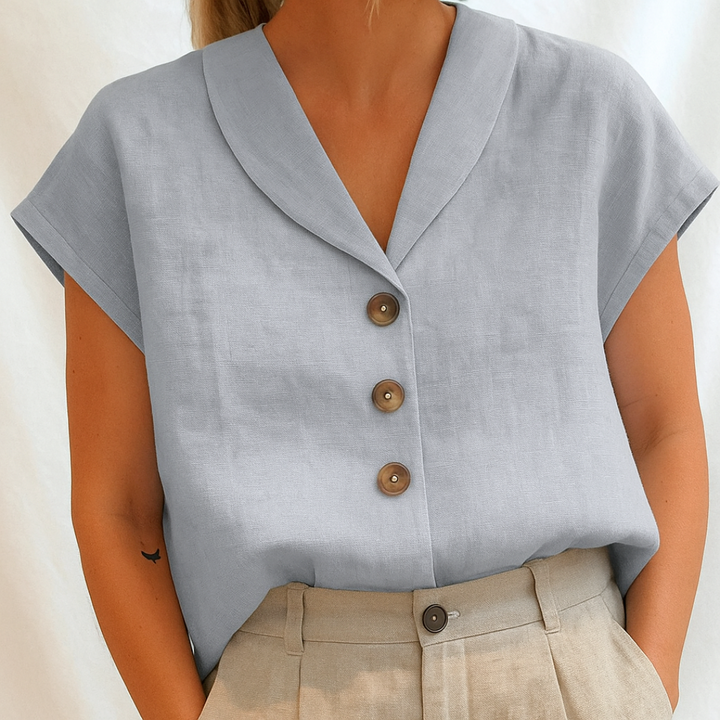 Women's Modern Minimalist Button Blouse - Effortless Office to