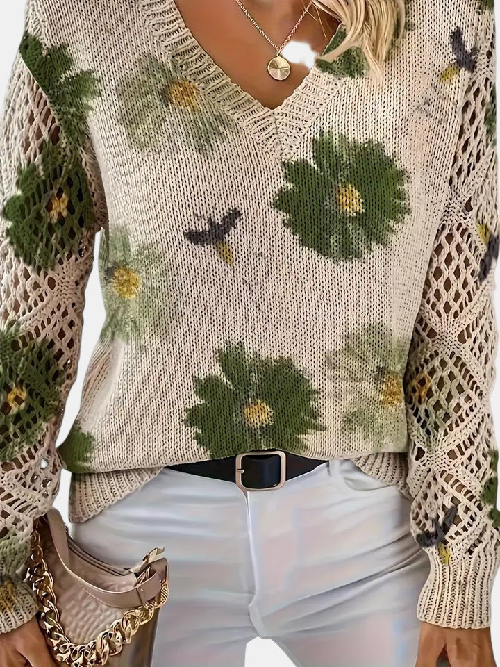 Women's Blooming Chic Knit Sweater - Effortless Everyday Elegance