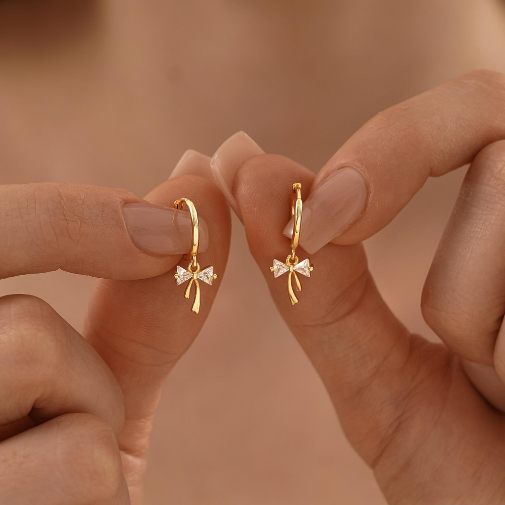Ribbon Bow Huggie Earrings - Regal Collective
