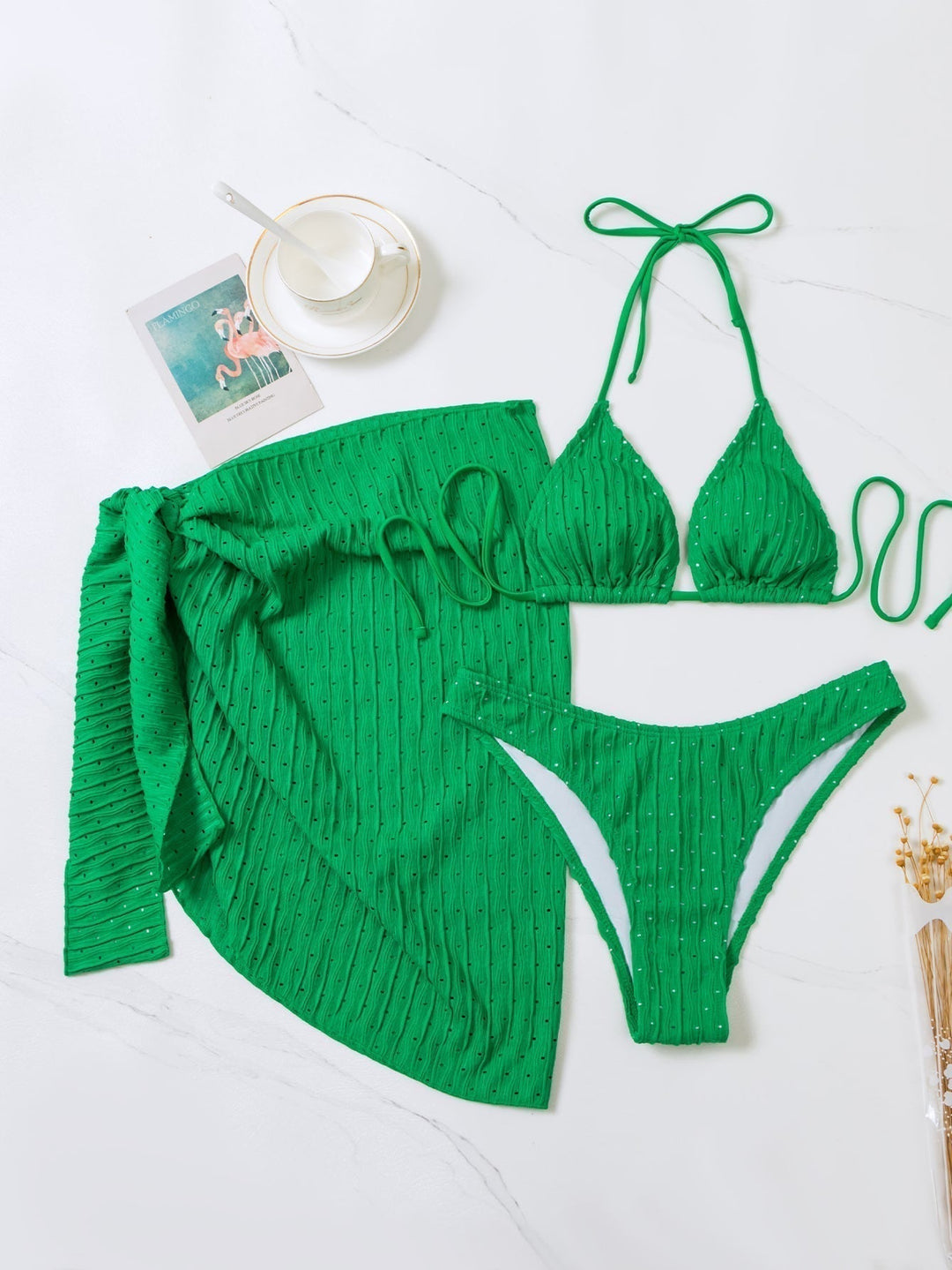 Women's Triangle Bikini Set with Skirt - Effortless Poolside Style