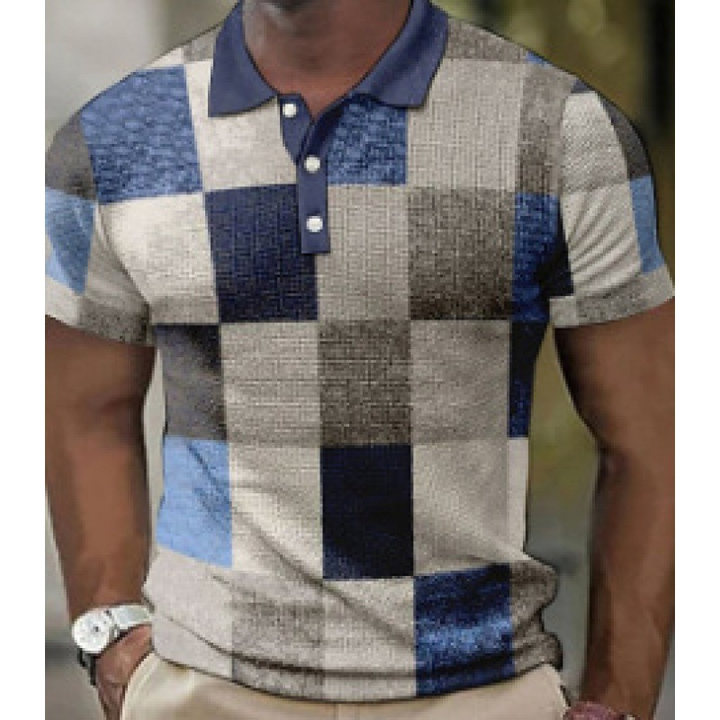 Men's Checkered Polo Shirt - Effortless Smart-Casual Style