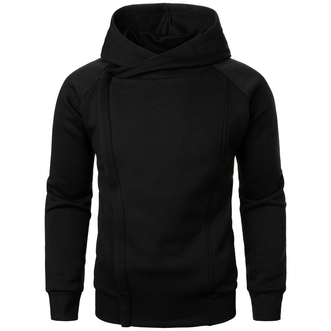 Men's Cotton-Blend Crossover Hoodie – Midweight Fleece Pullover
