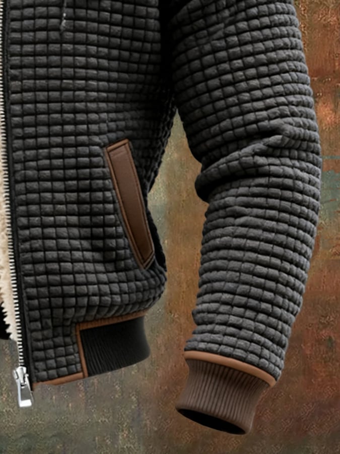 Men's Sherpa-Lined Bomber Jacket – Fleece Warmth, Leather Trim