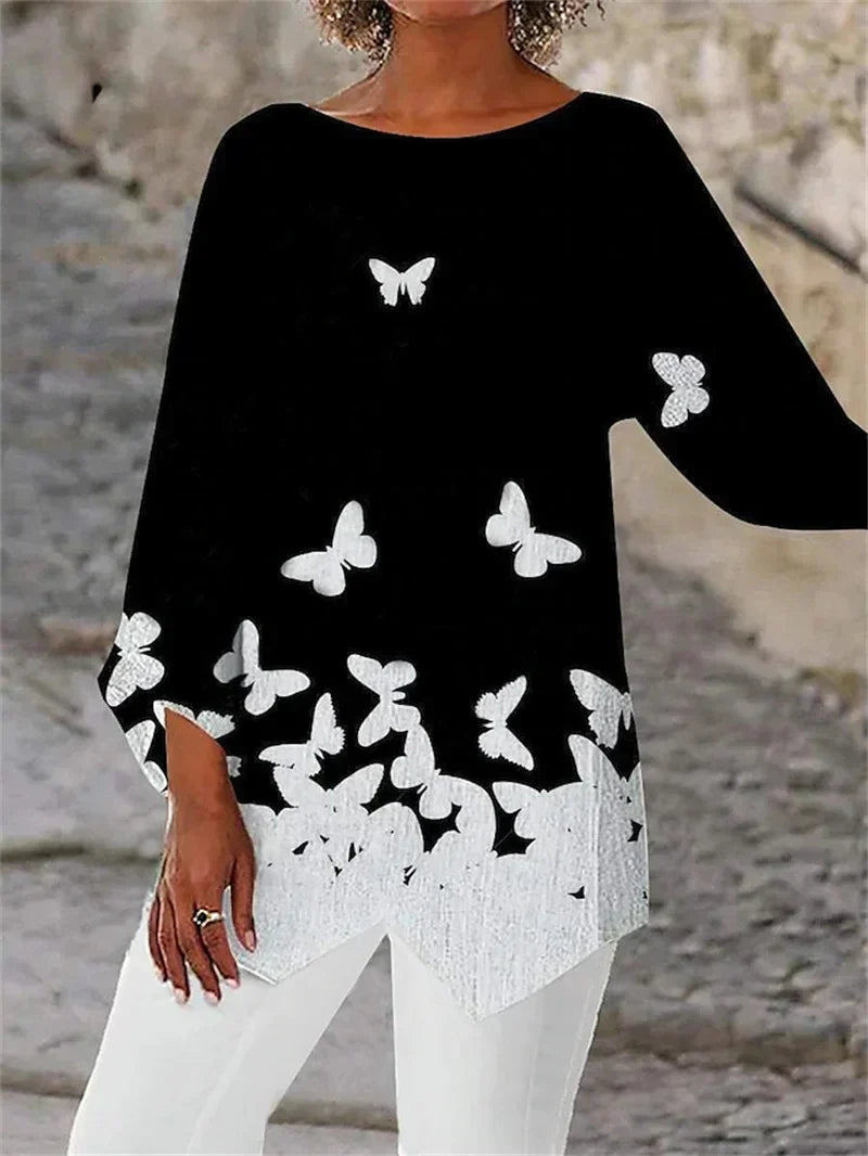 Women's Sparkling Butterfly Tunic Top - Glamorous Everyday Style