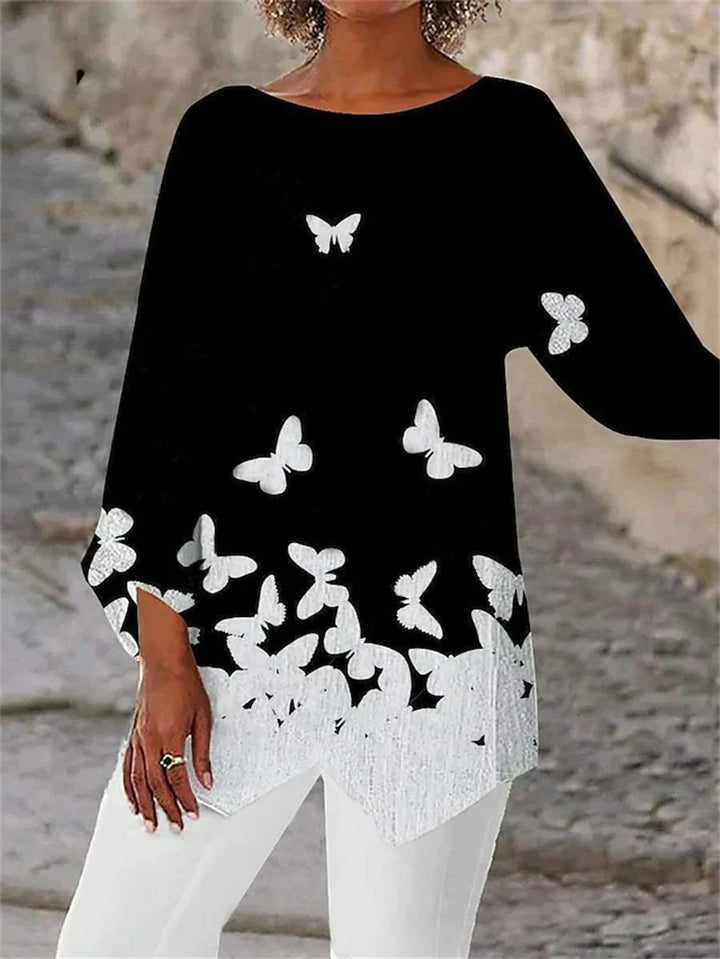 Women's Sparkling Butterfly Tunic Top - Glamorous Everyday Style