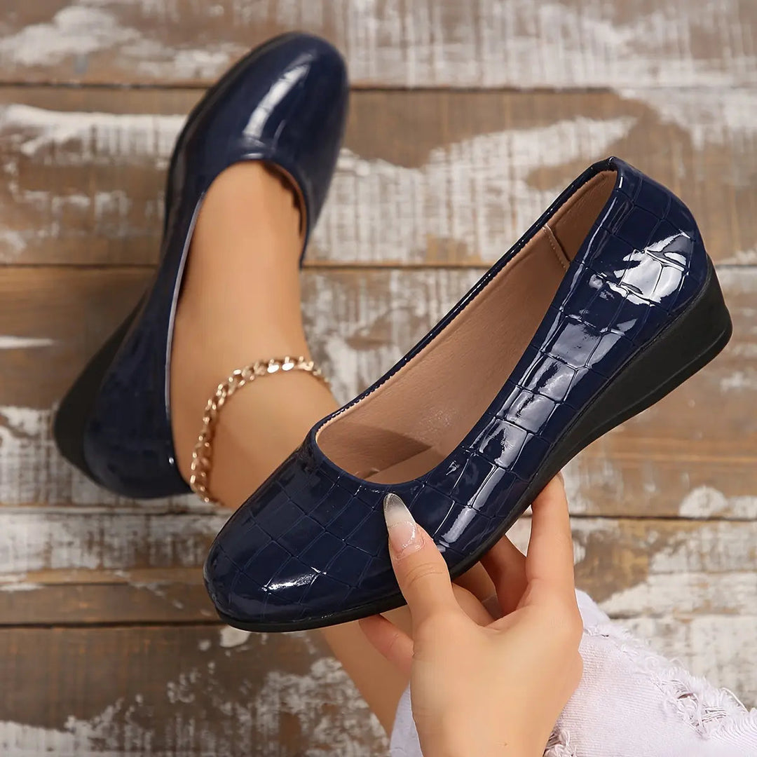 Women's Breathable Leather Wedge Heels - All-Day Comfort