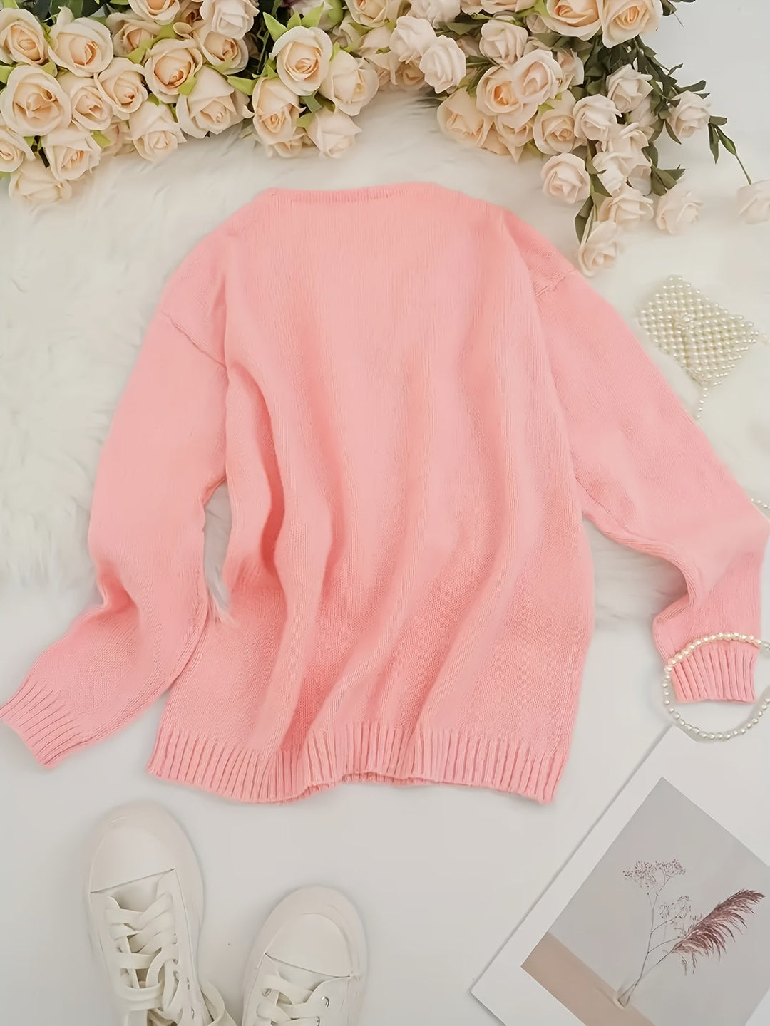 Women's Plush V-Neck Sweater - Cozy Everyday Comfort