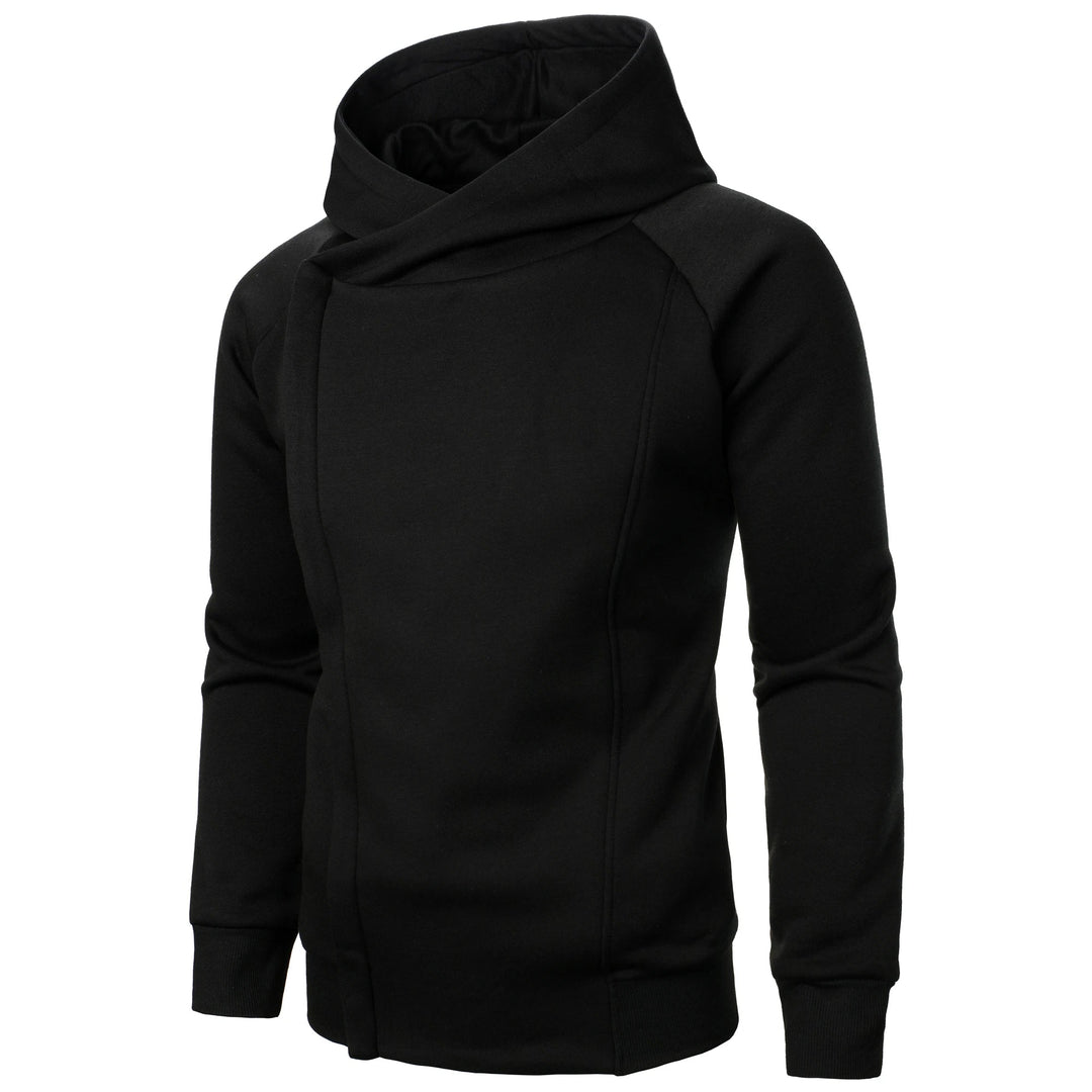 Men's Cotton-Blend Crossover Hoodie – Midweight Fleece Pullover