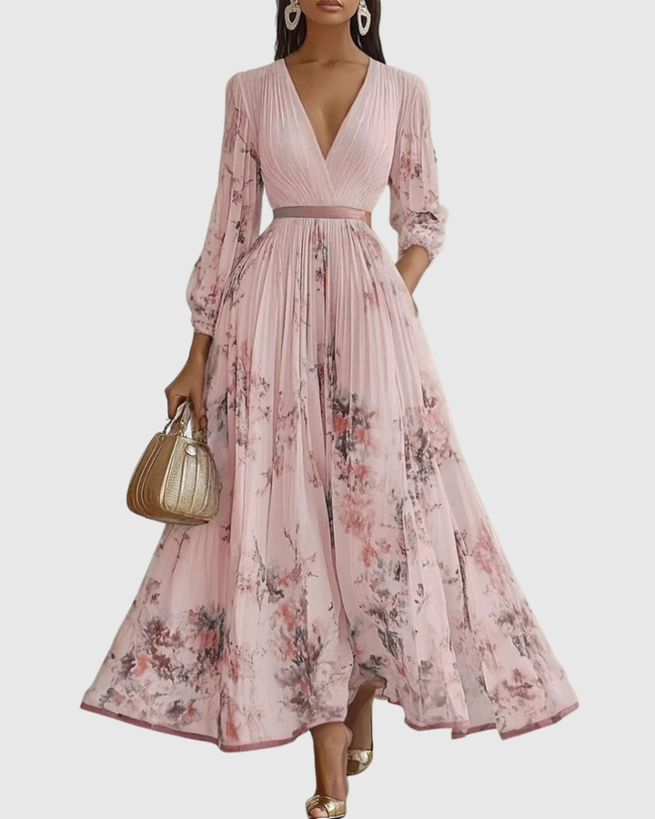 Women's Elegant Pleated Maxi Dress - Graceful & Feminine
