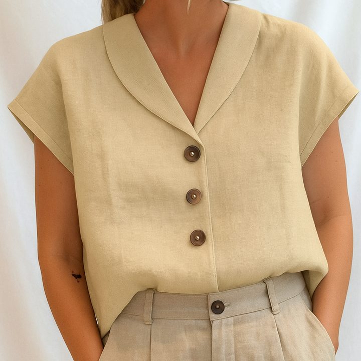 Women's Modern Minimalist Button Blouse - Effortless Office to