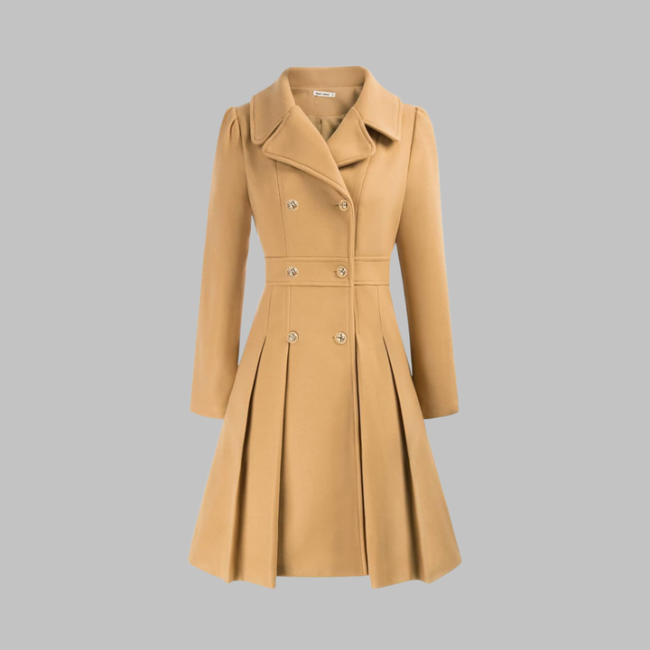 Women's Double Button Long Sleeve Coat - Elegant & Timeless