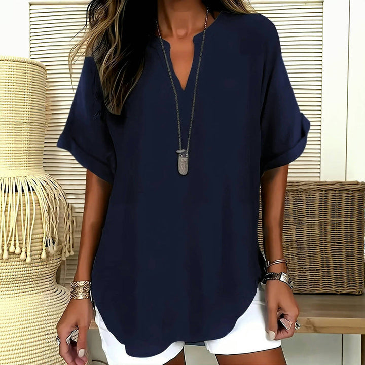 Women's Relaxed V-Neck Blouse - Versatile and Effortless