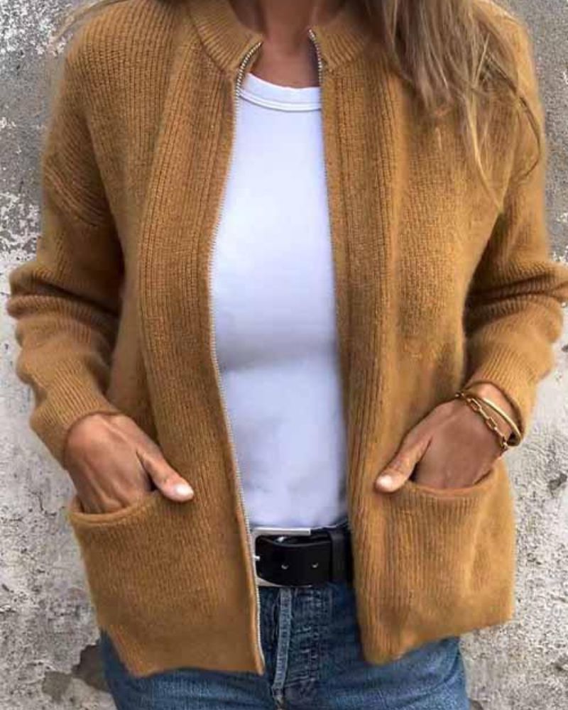 Women's Cozy Zip-Up Cardigan - Everyday Layering Essential