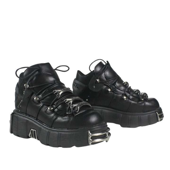 Women's Punk Ankle Boots - Edgy Platform with Lace-Up Detail