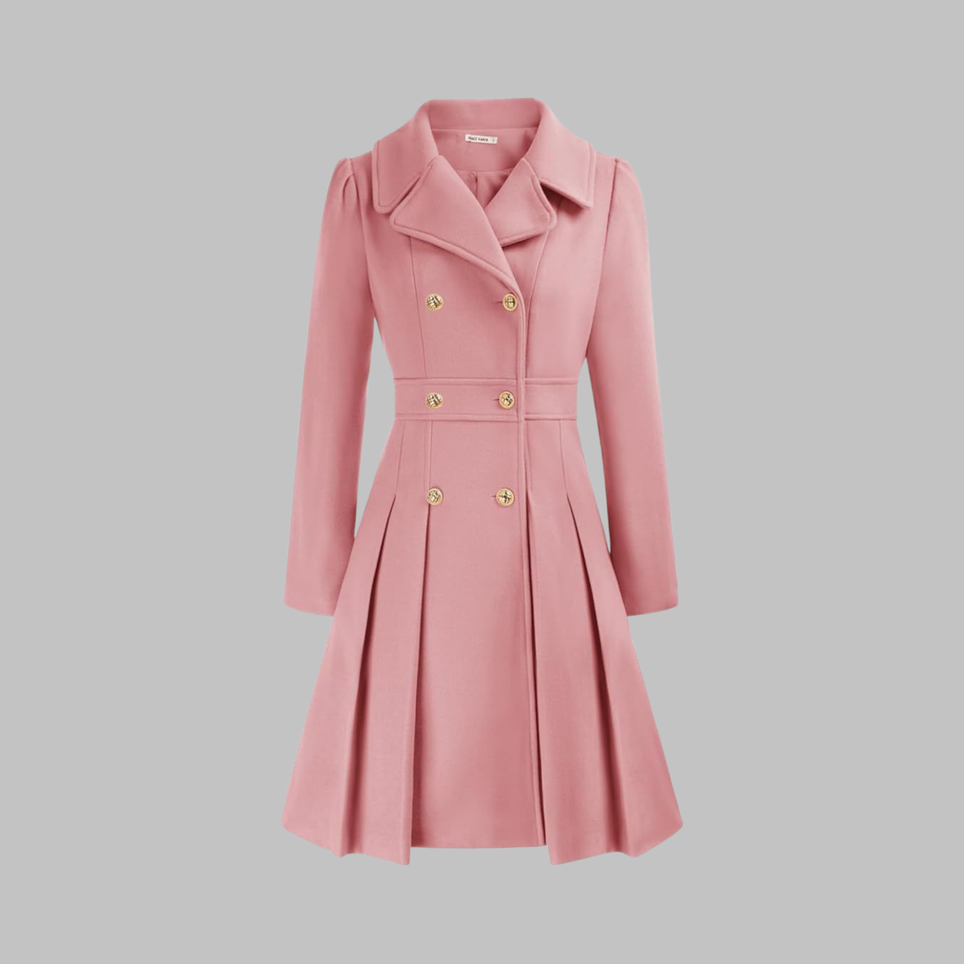 Women's Double Button Long Sleeve Coat - Elegant & Timeless