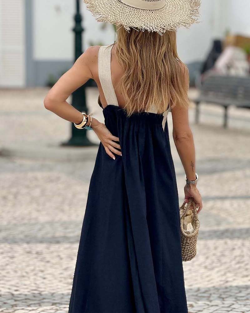 Women's Halter Crossover Long Dress - Effortless Elegance
