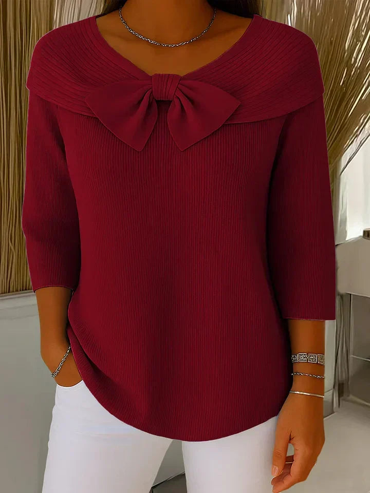 Women's Neeko Elegant Bow Sweater - Cozy & Chic for Any Occasion