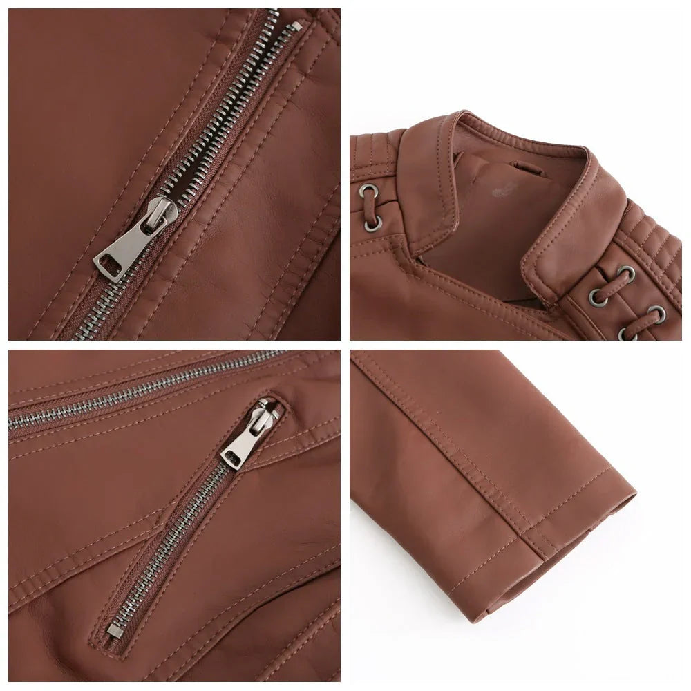 Women's Vegan Leather Moto Jacket - Edgy Everyday Style
