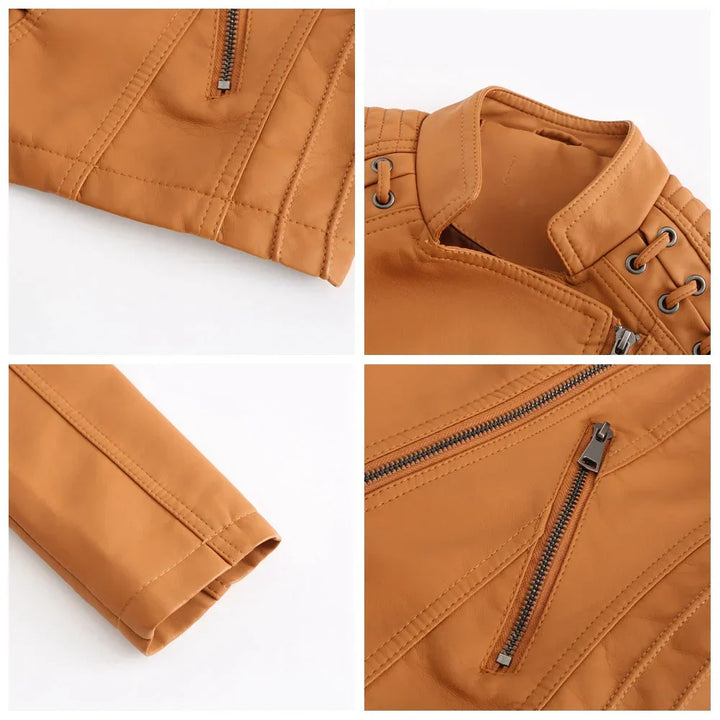 Women's Vegan Leather Moto Jacket - Edgy Everyday Style