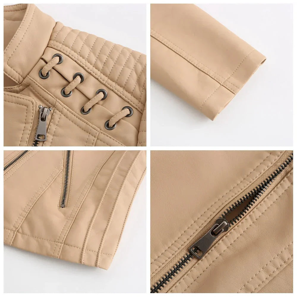 Women's Vegan Leather Moto Jacket - Edgy Everyday Style