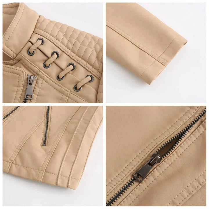 Women's Vegan Leather Moto Jacket - Edgy Everyday Style