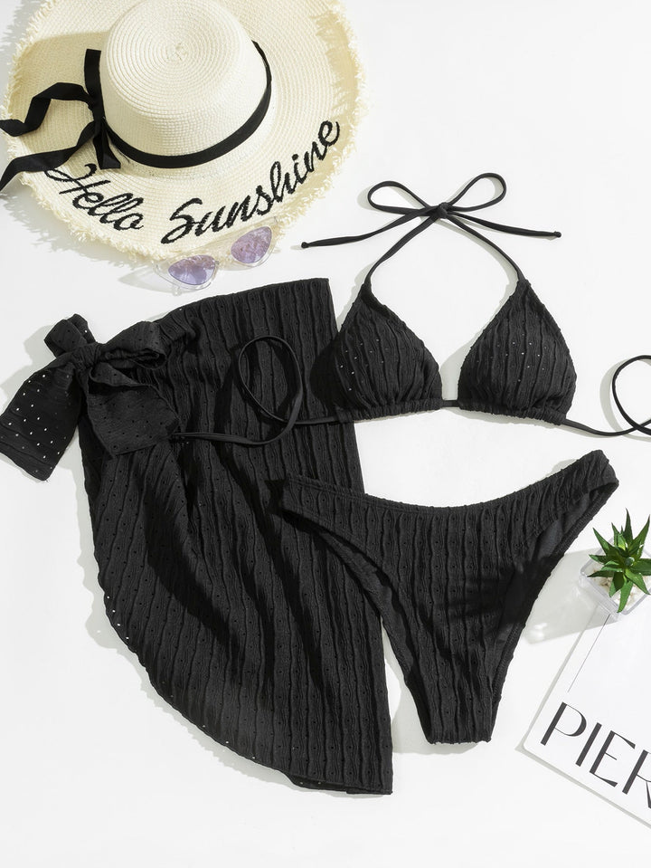 Women's Triangle Bikini Set with Skirt - Effortless Poolside Style