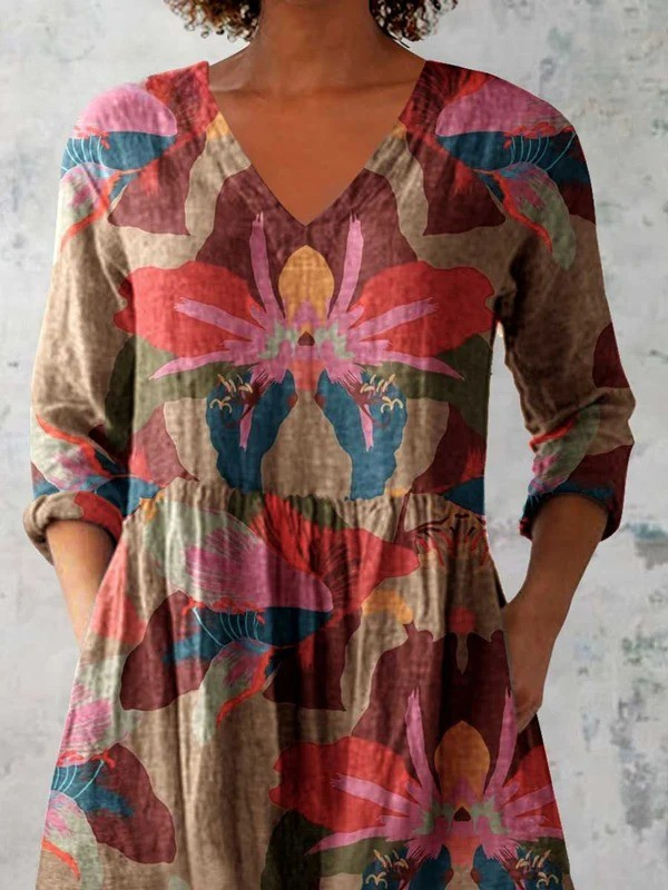 Women's V-Neck Longline Top with Pockets – Long Sleeve
