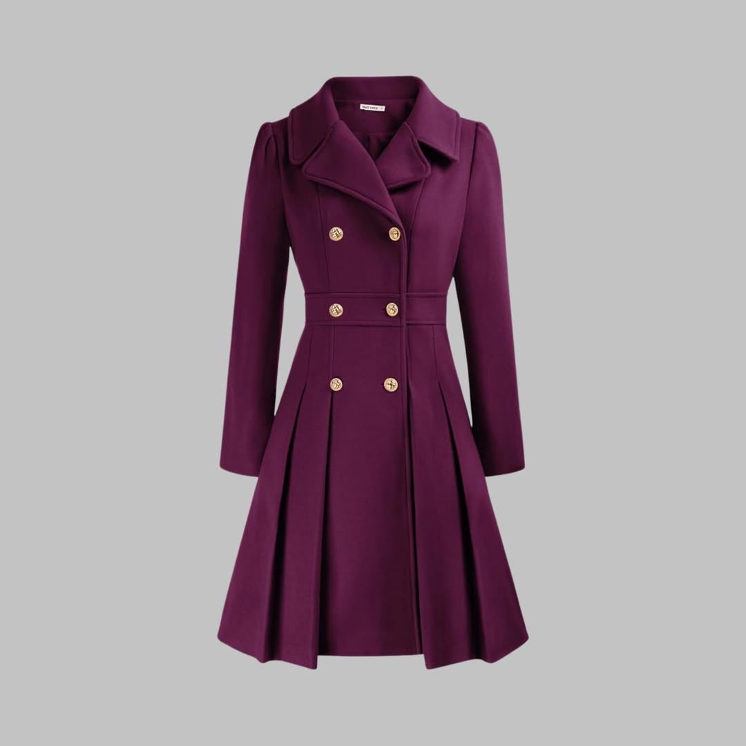 Women's Double Button Long Sleeve Coat - Elegant & Timeless