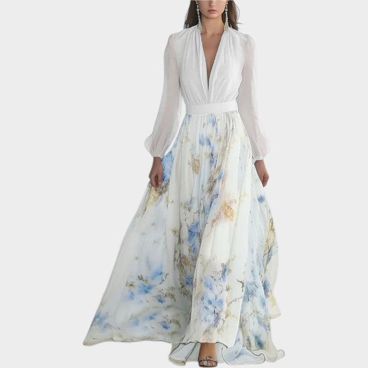 Women's Floral Chiffon Maxi Dress - Romantic & Flowing