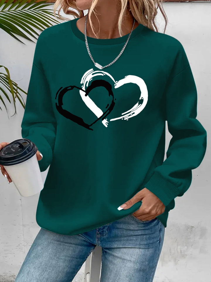 Women's Double Heart Graphic Sweatshirt - Casual & Playful