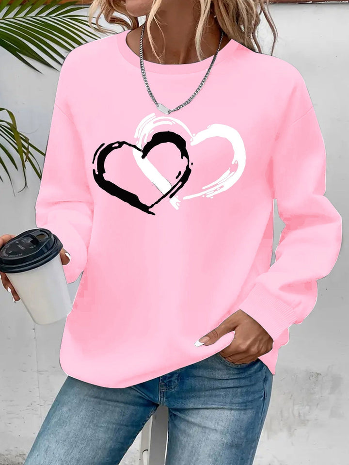 Women's Double Heart Graphic Sweatshirt - Casual & Playful