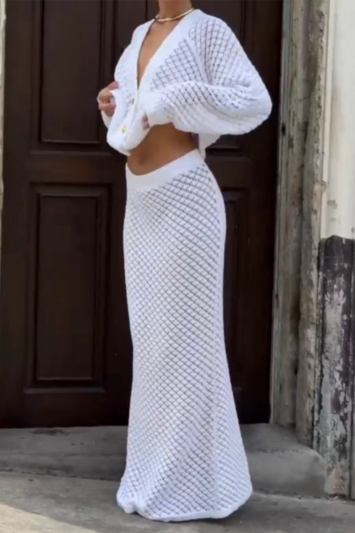 Women's Hollow-Out Two-Piece Set - Effortless Everyday Elegance
