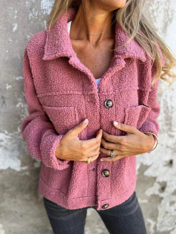 Women's Short Wool Lapel Blazer - Cozy Autumn Staple