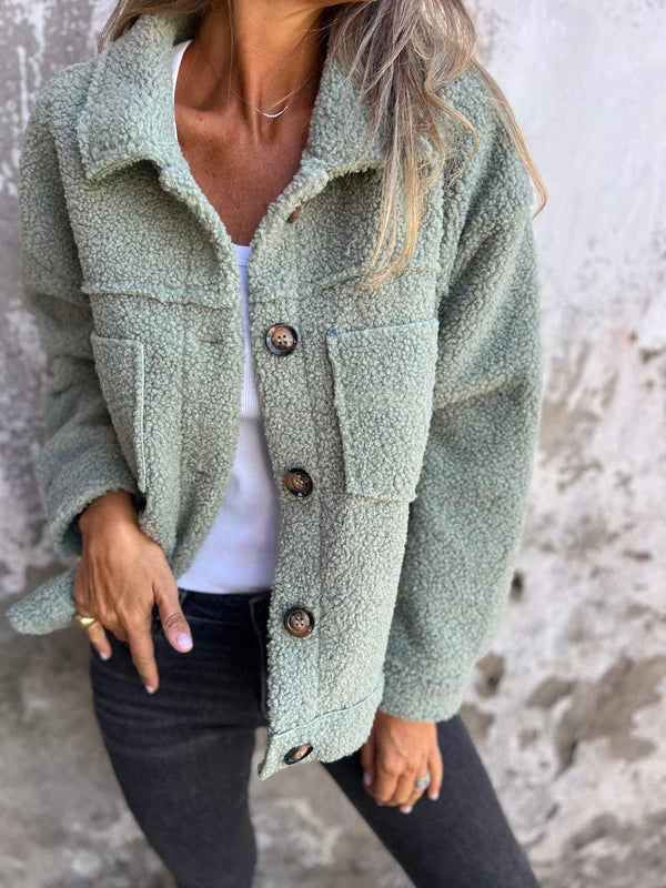 Women's Short Wool Lapel Blazer - Cozy Autumn Staple