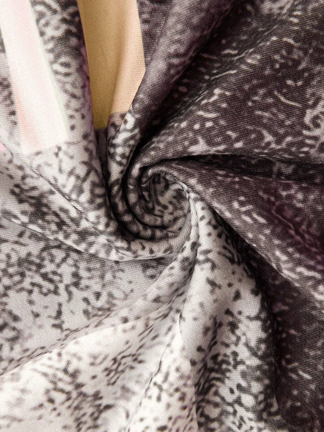 Women's Abstract Print Zip Front Blouse - Modern Everyday Top