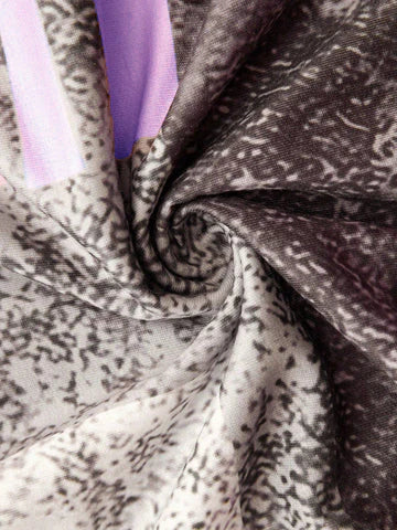 Women's Abstract Print Zip Front Blouse - Modern Everyday Top