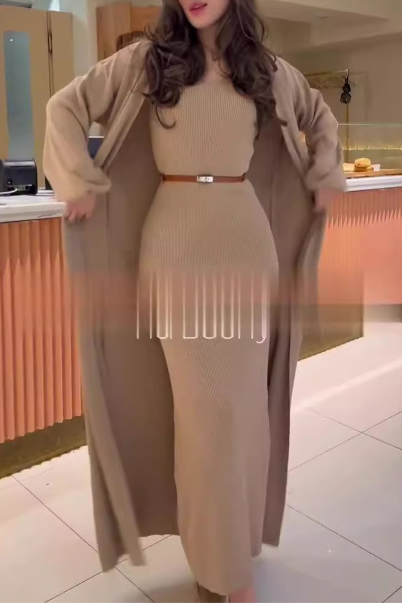 Women's Solid O-Neck Long Sleeve Two-Piece Set - Casual Everyday