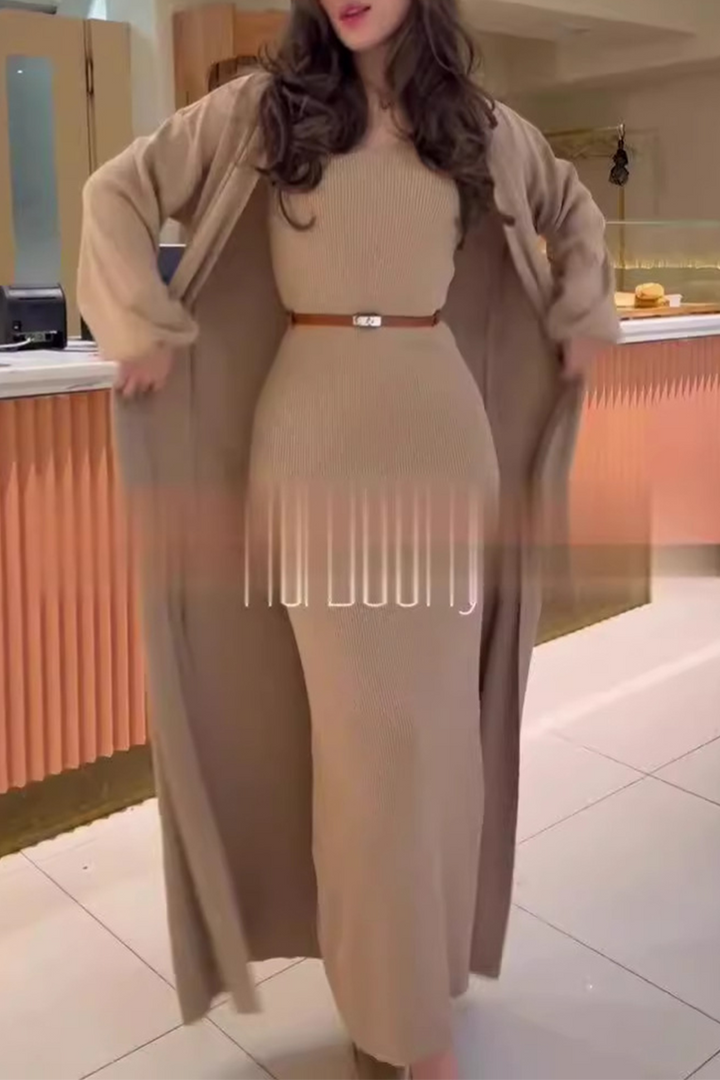 Women's Solid O-Neck Long Sleeve Two-Piece Set - Casual Everyday